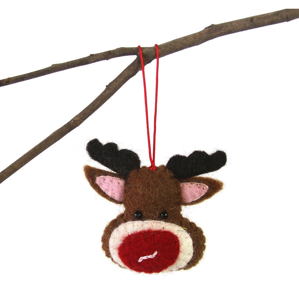 global groove gLg60034-01 crafts Hand crafted Wool Felt christmas Or Winter Ornaments From Nepal  Rudolph