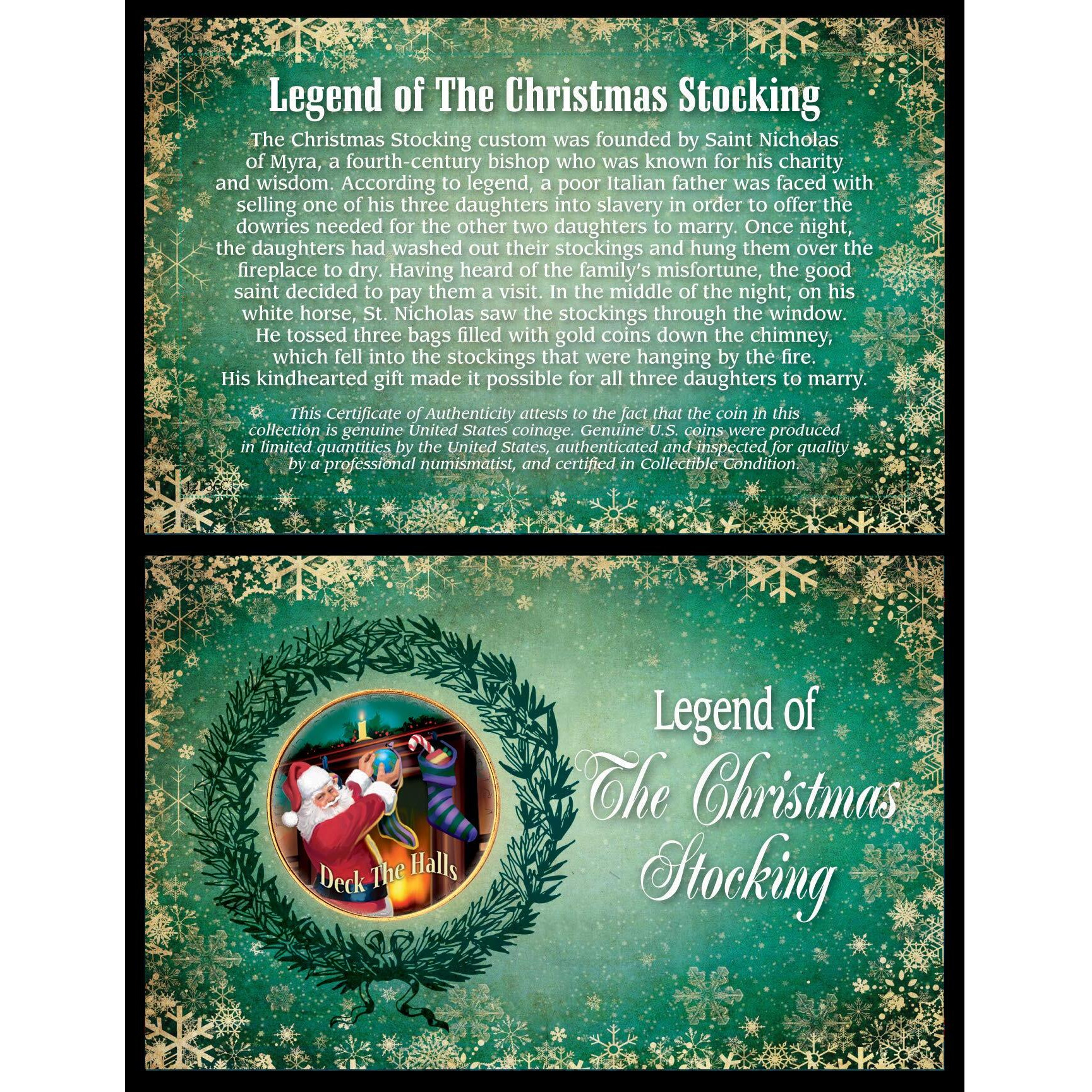 UPM global 12336 The Legend of the christmas Stocking  JFK Half Dollar colorized coin