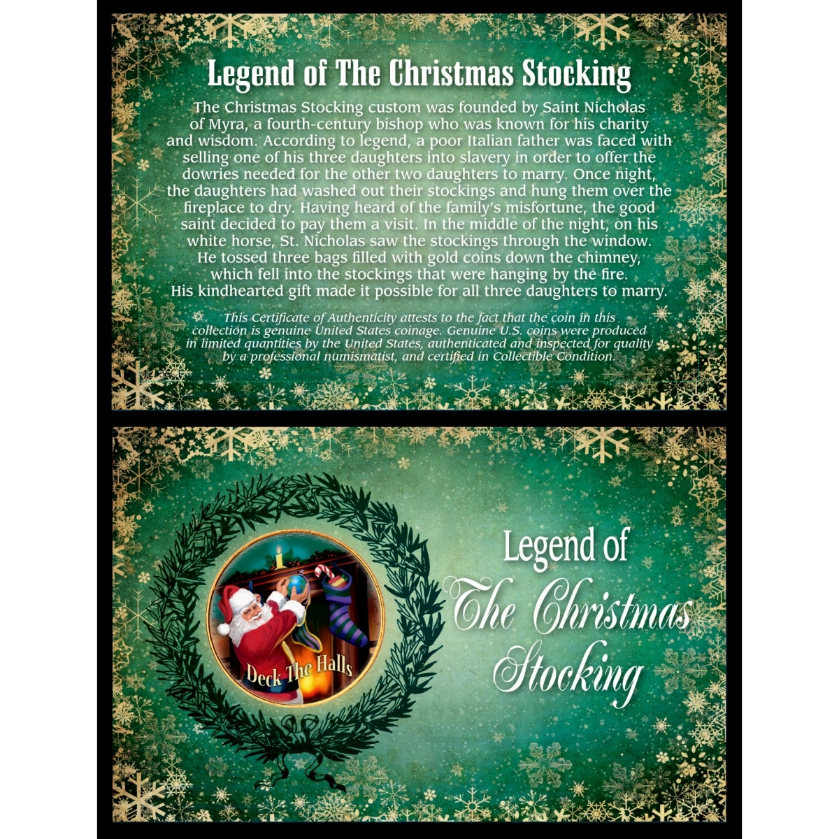 UPM global 12336 The Legend of the christmas Stocking  JFK Half Dollar colorized coin