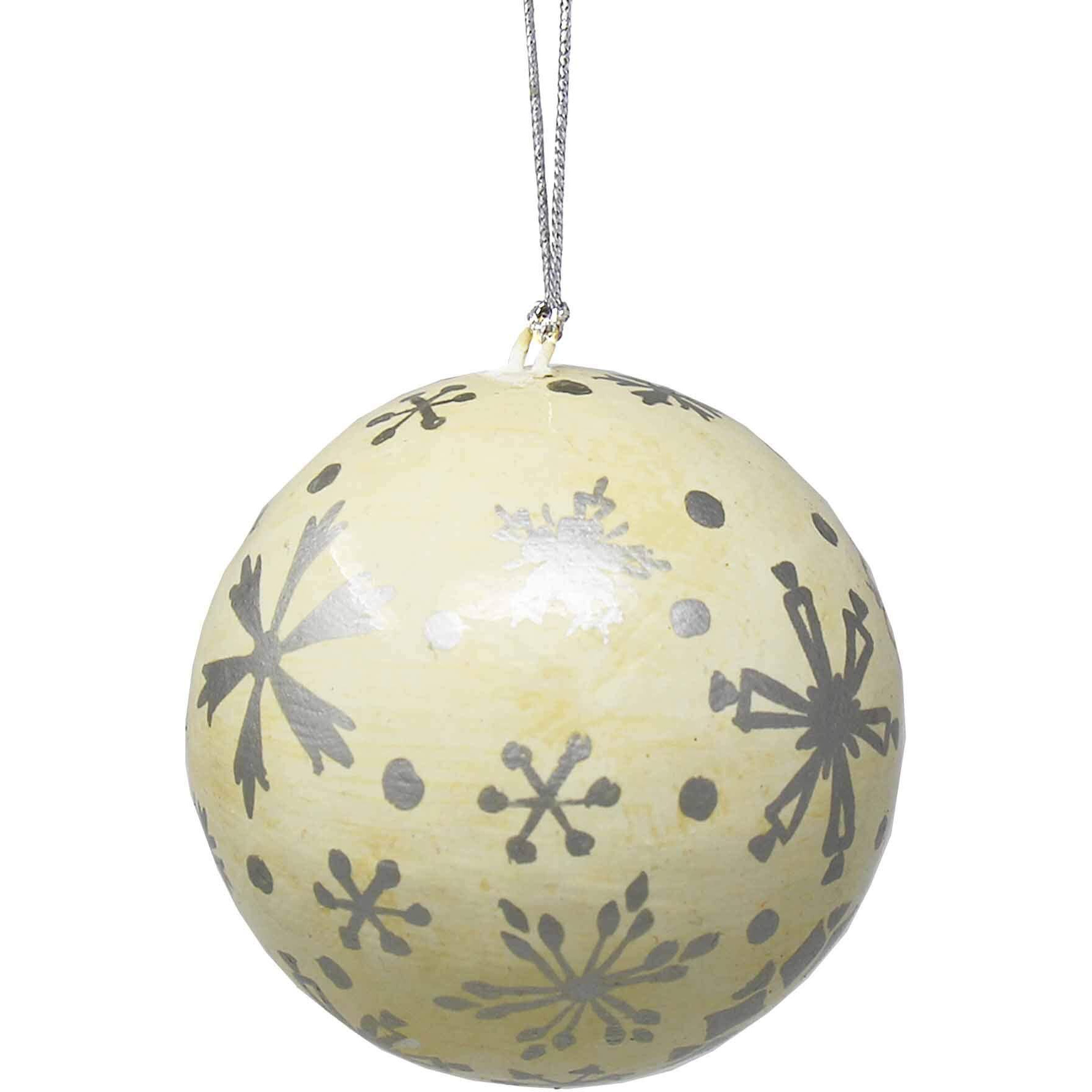 Asha Handicrafts IX04MSX9039 Handpainted Ornament  Silver Snowflakes