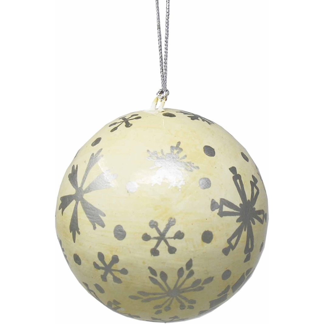 Asha Handicrafts IX04MSX9039 Handpainted Ornament  Silver Snowflakes