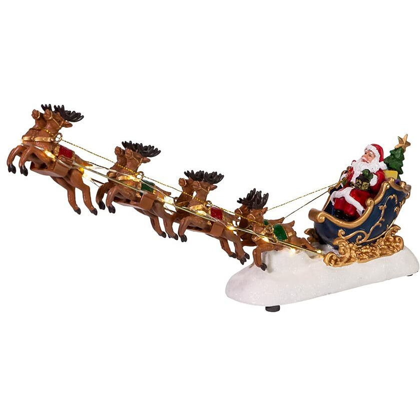 Kurt S Adler JEL1304 7 in Battery-Operated LED Santa with Sleigh Table Piece