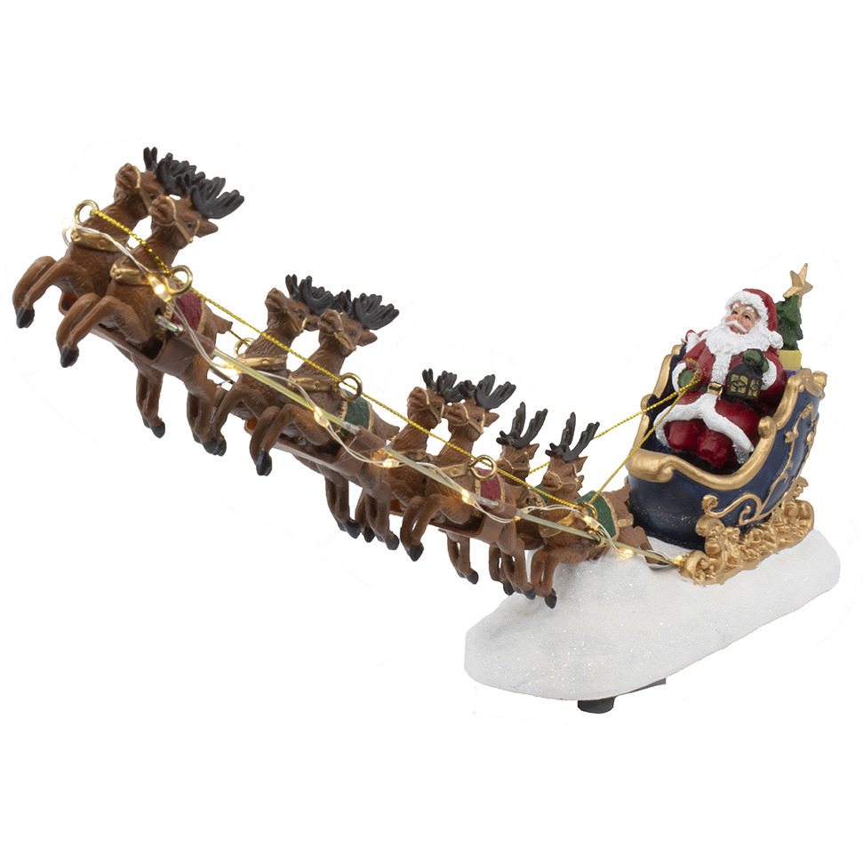Kurt S Adler JEL1304 7 in Battery-Operated LED Santa with Sleigh Table Piece