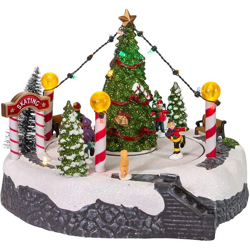 Kurt S Adler c5624 7 in Battery-Operated Musical LED Ice Rink with Tree Table Piece