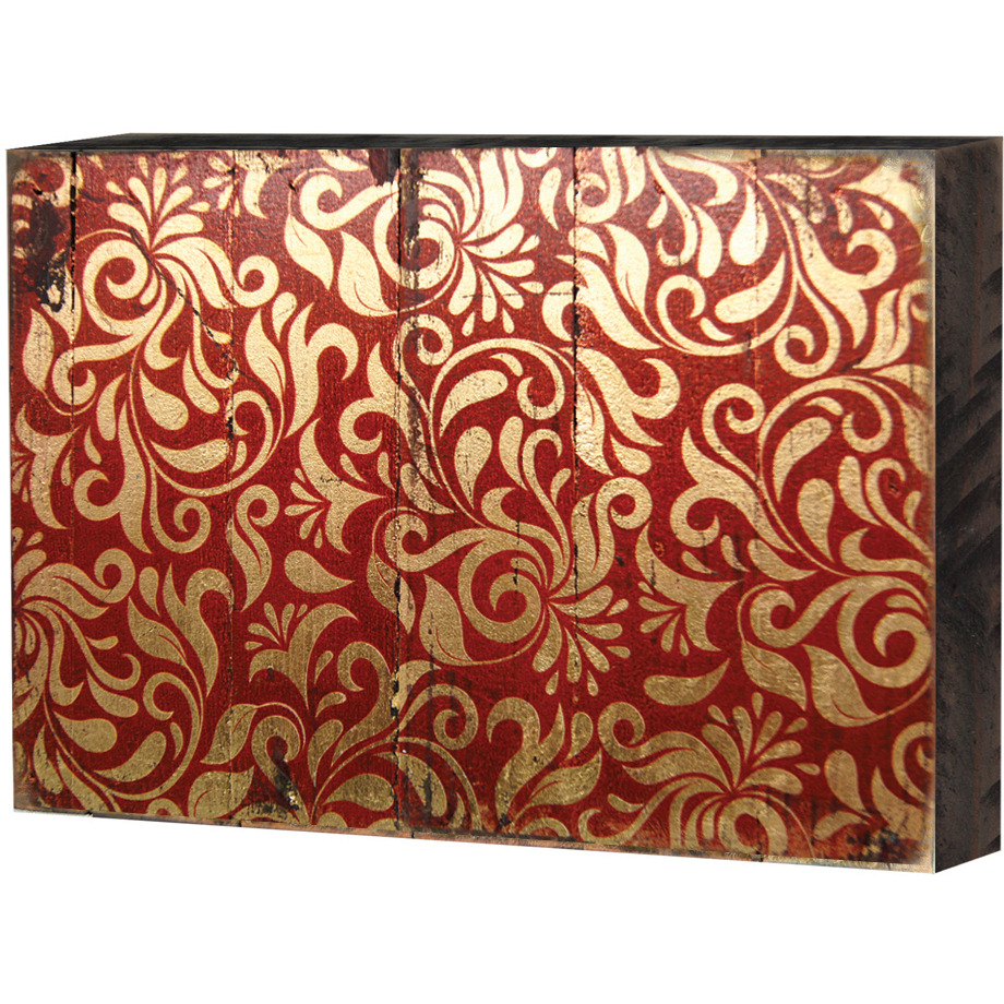 Designocracy 95006-12 Patterned Rustic Wooden Block Design graphic Art
