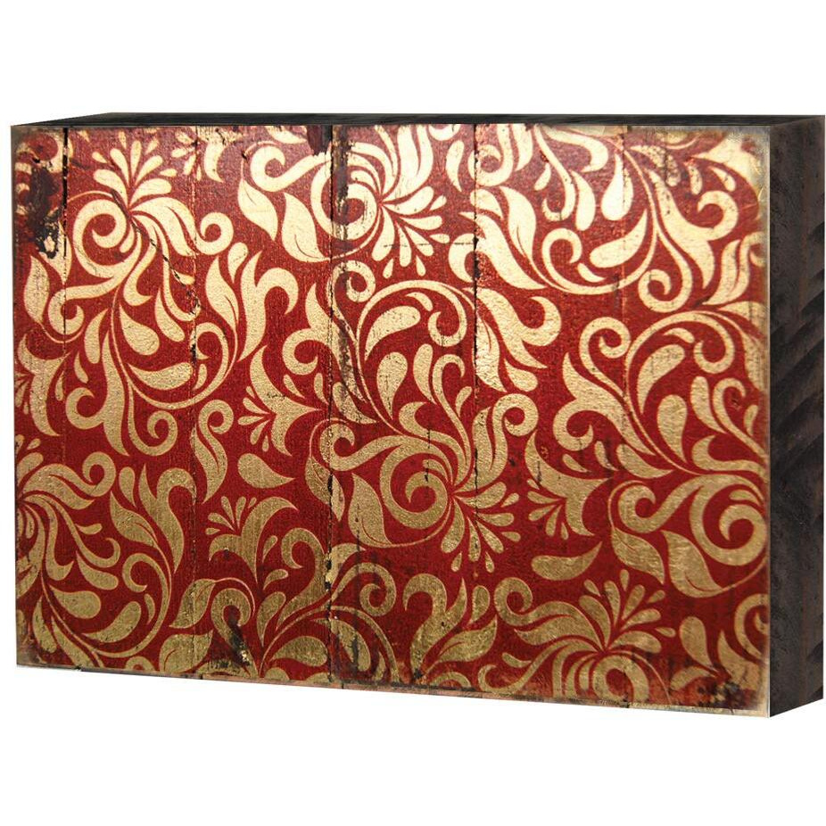 Designocracy 95006-12 Patterned Rustic Wooden Block Design graphic Art