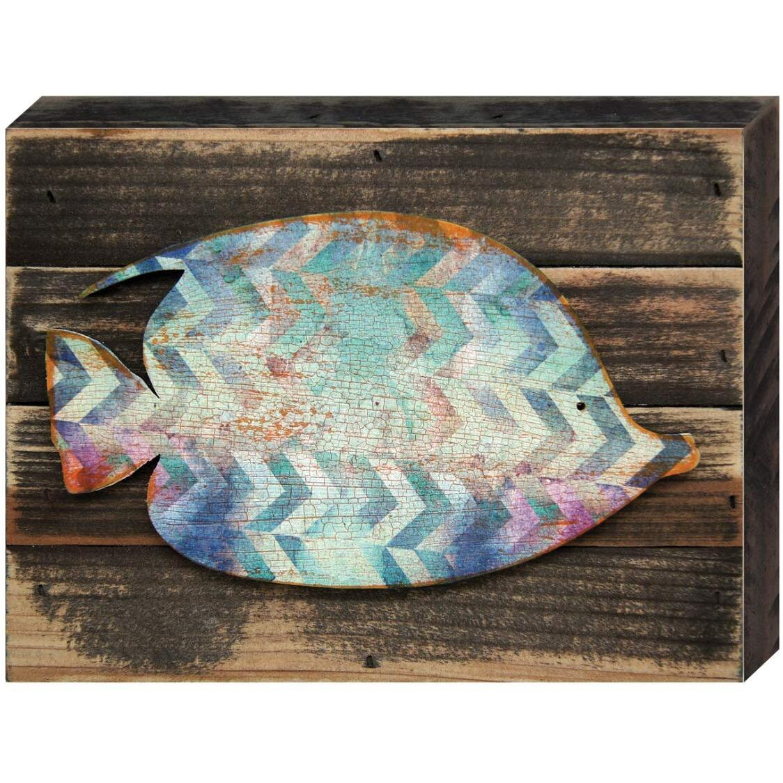 Designocracy 98527-12 Angel Fish Art on Board Wall Decor  Wood
