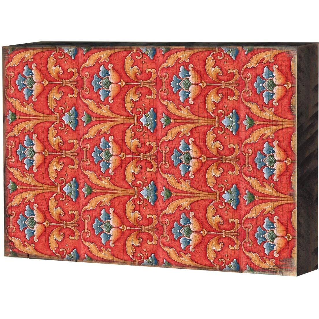 Designocracy 95017-12 Patterned Rustic Wooden Block Design graphic Art