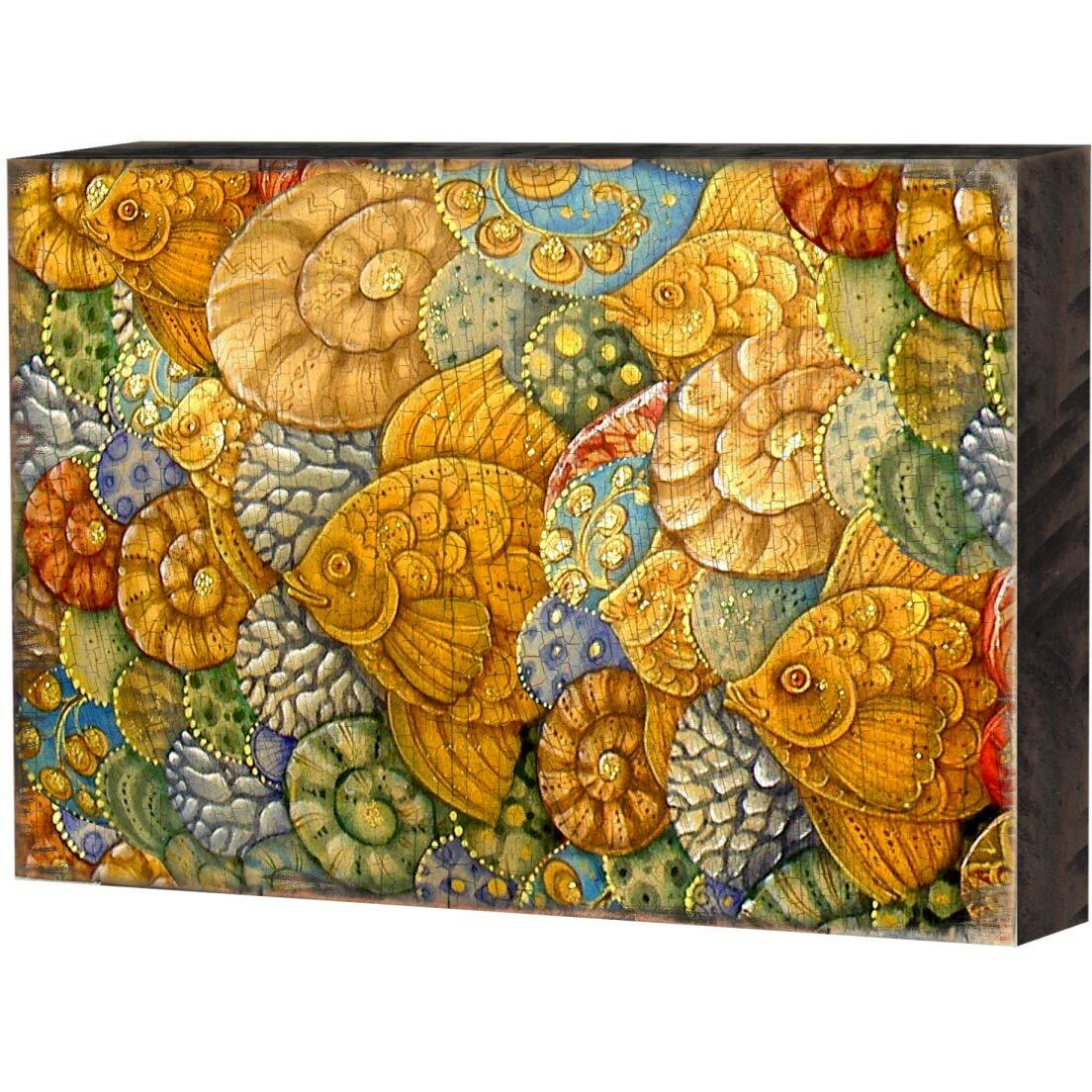Designocracy 95018-12 Patterned Rustic Wooden Block Design graphic Art