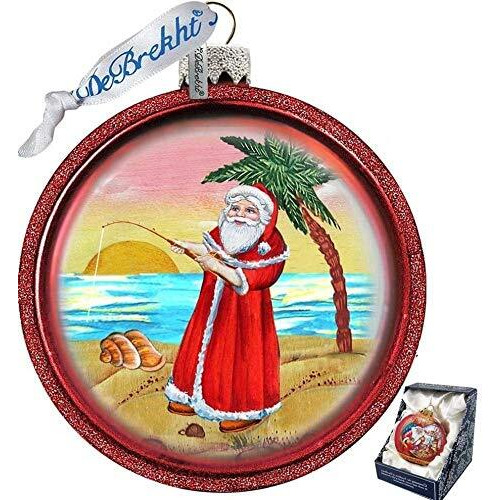 gDeBrekht 764-061 caribbean Santa Handcrafted glass Ornament