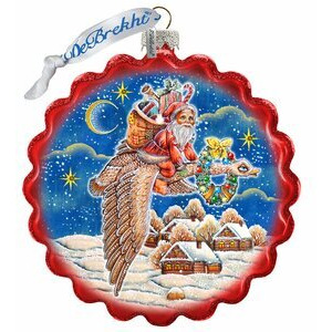 gDeBrekht 759-036 Santa on goose Wreath Ornament