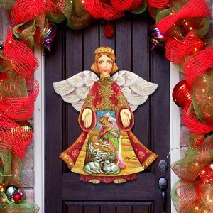 gDeBrekht 8154109 Mary & Joseph Angel Wooden Ornament