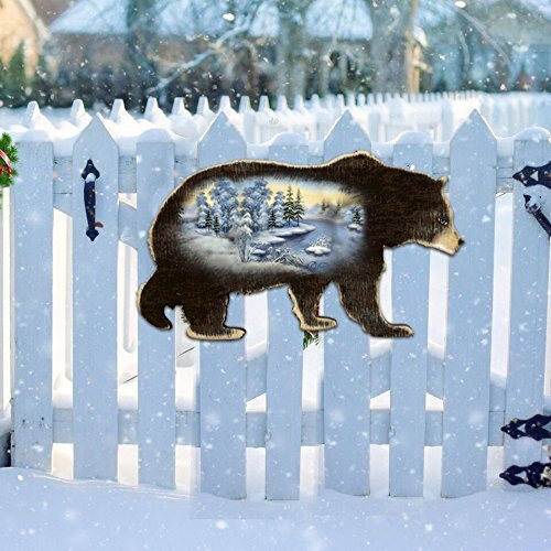 gDeBrekht 8198215 Winter Scenic Black Bear Wooden christmas Ornament Set of 2