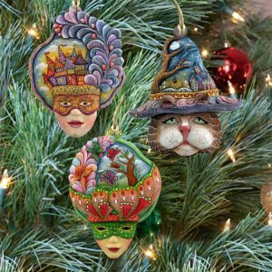 gDeBrekht 8100025S3 Masquerade Wooden Ornaments - Set of 3