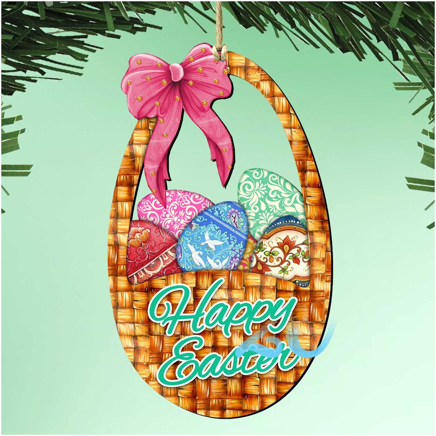 gDeBrekht 8185309 Easter Basket Wooden Ornament Set of 2