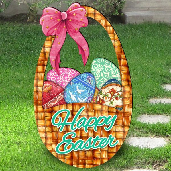 gDeBrekht 8185309 Easter Basket Wooden Ornament Set of 2