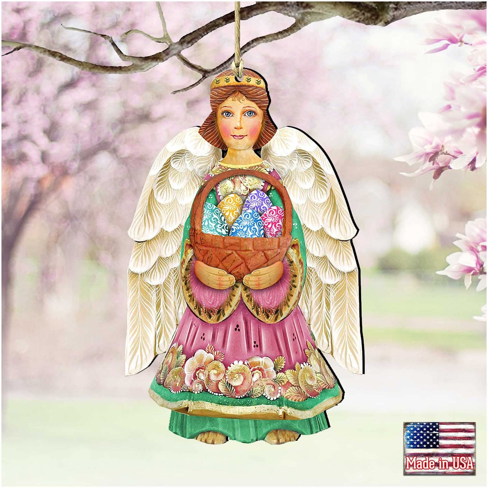 gDeBrekht 8154153 Easter Angel Wooden Ornament Set of 2