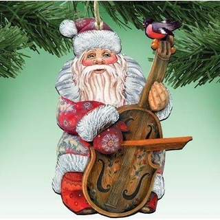 gDeBrekht 8116210 Violin Santa Wooden christmas Ornament Set of 2