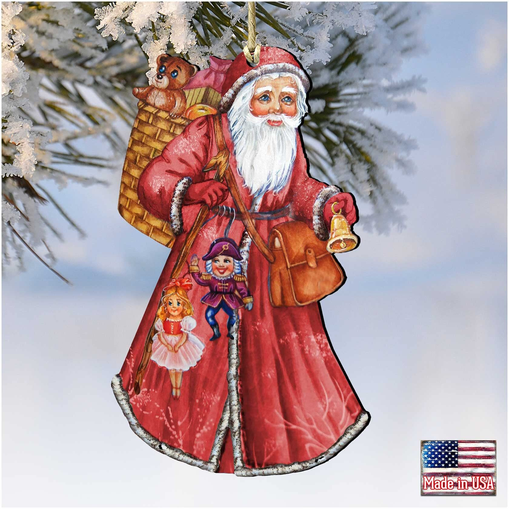 gDeBrekht 8124120 Saint Nick Wooden christmas Ornament Set of 2