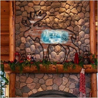 gDeBrekht 8198222 Woodsy Moose Scenic Wooden christmas Ornament Set of 2