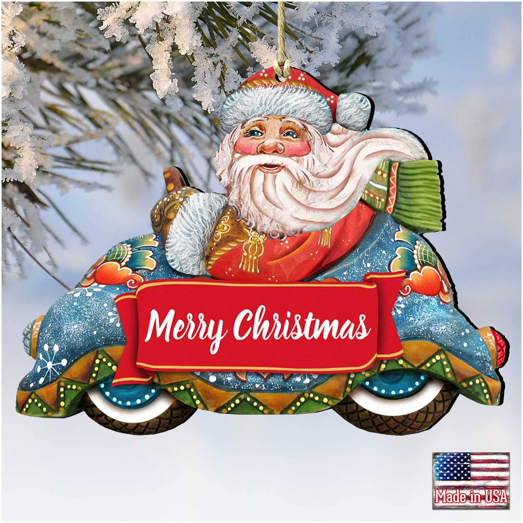 gDeBrekht 8112045-2 Merry christmas Santa Wooden christmas Ornament Set of 2