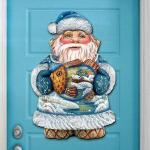gDeBrekht 8118201 gold Fish Santa Wooden christmas Ornament Set of 2