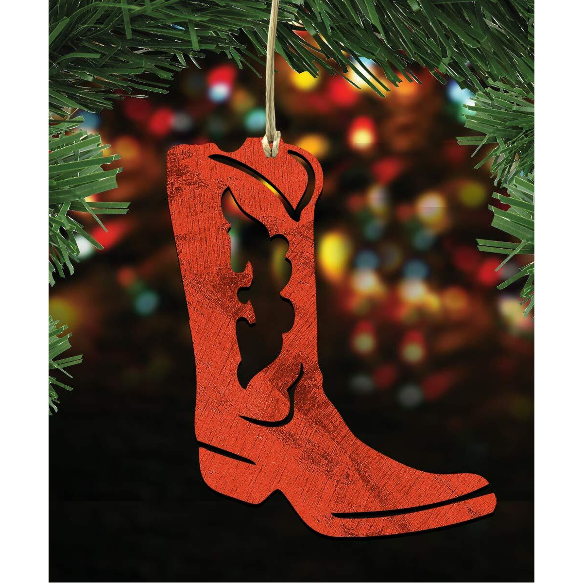 Designocracy 99914-O cowboy Boots Wooden Ornament