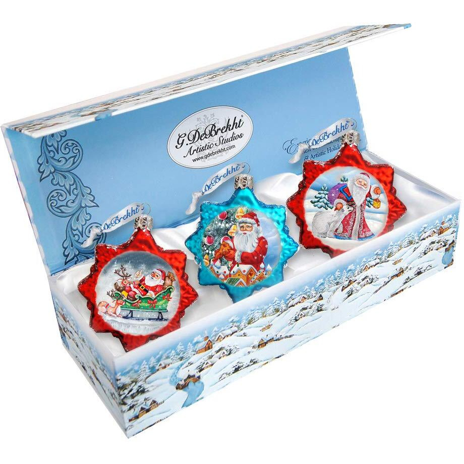 gDeBrekht 770133S3 Santas glass Ornamentss - Set of 3