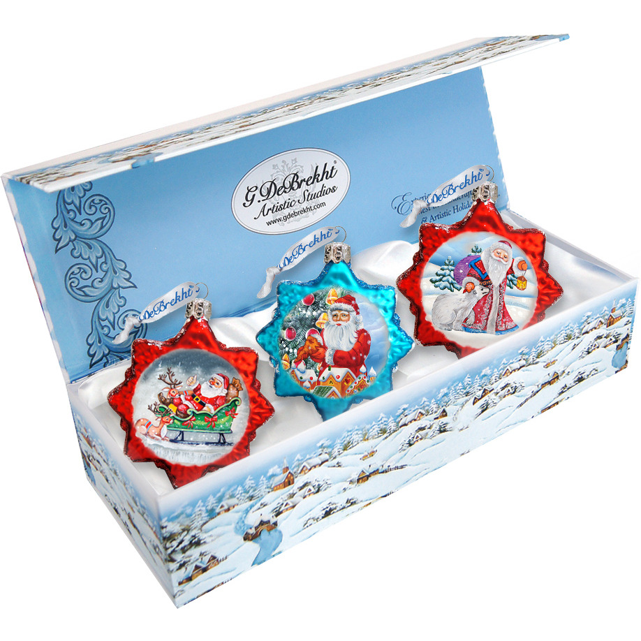 gDeBrekht 770133S3 Santas glass Ornamentss - Set of 3