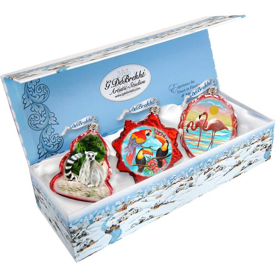 gDeBrekht 770125S3 Tropical glass Ornaments - Set of 3