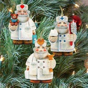 gDeBrekht 8100013S3 Appreciation Santa Wooden Ornaments - Set of 3