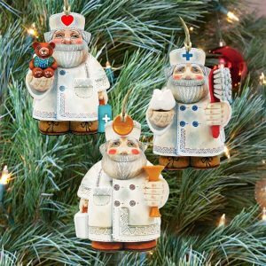 gDeBrekht 8100013S3 Appreciation Santa Wooden Ornaments - Set of 3