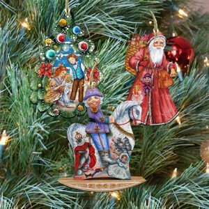 gDeBrekht 8100011S3 Story of Nutcracker Wooden Ornaments - Set of 3