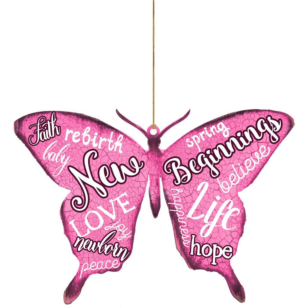 Designocracy 99719-O Spring Butterfly Rustic Wooden Ornament