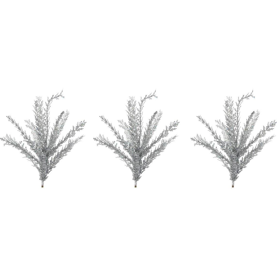 23 in glitter Filigree Leaf Spray christmas Decor  Silver - Set of 3