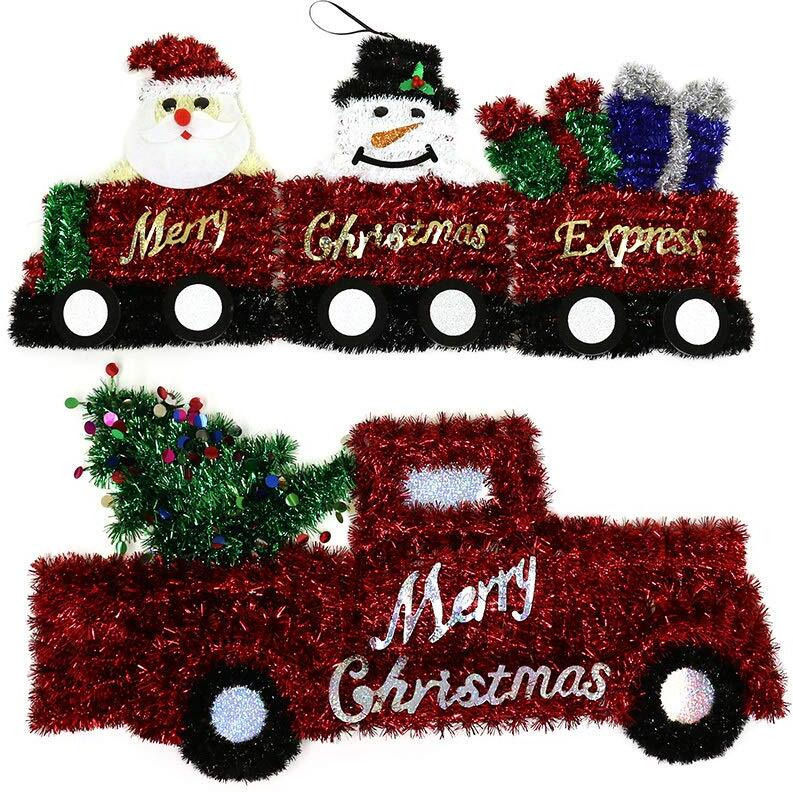 DDI 2347522 christmas Tinsel Red Truck And character Wall Hanging Train case of 12