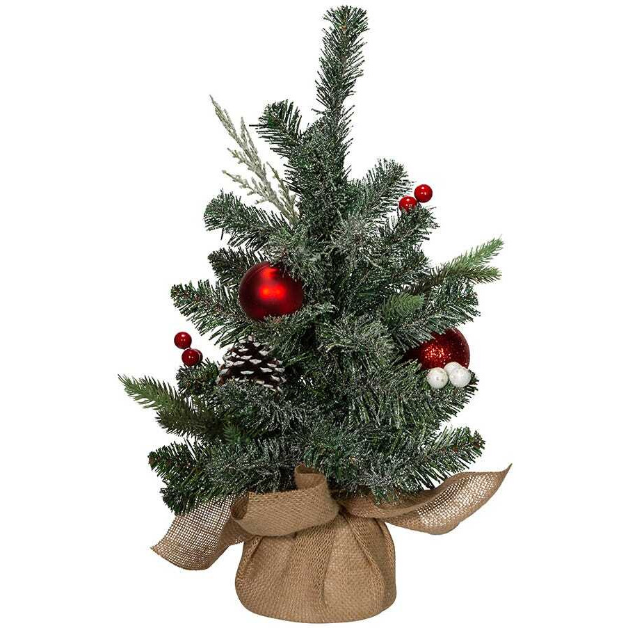 Kurt S Adler TR1608 18 in Pinecones&44 Balls & Berries Tree with Burlap