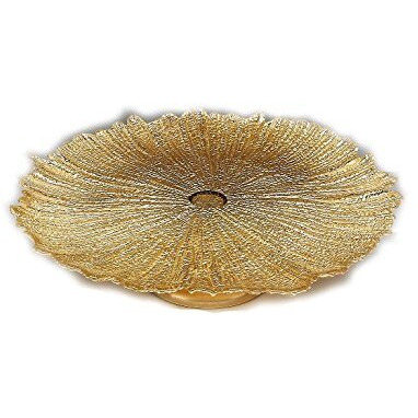 coral 15 in gold Footed cake Plate