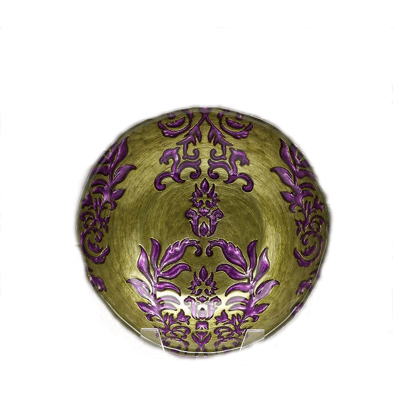 Damask 75 in green Purple Bowl - Set of 4