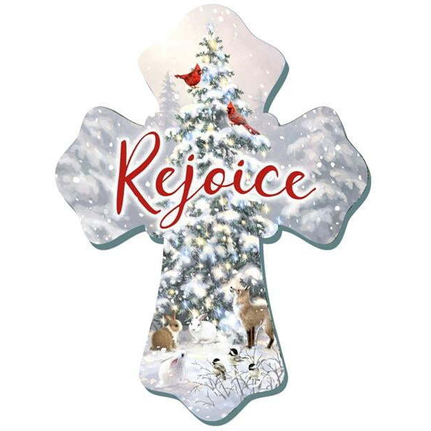 glow Decor 265121 6 x 8 in Wall cross - Rejoice with glitter