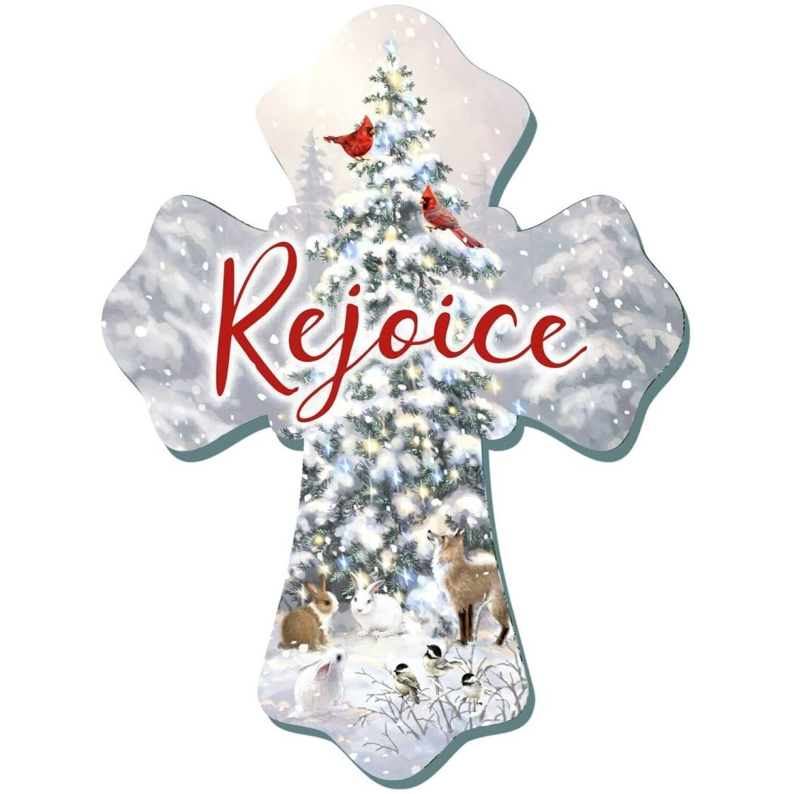 glow Decor 265121 6 x 8 in Wall cross - Rejoice with glitter