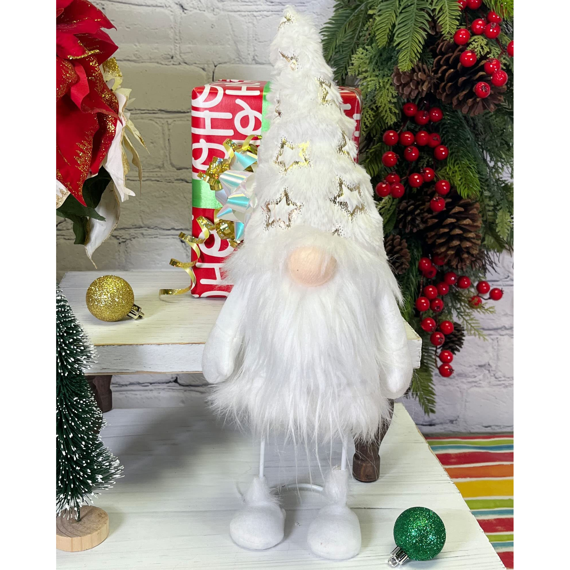 Admired By Nature  ABN5D021-WHT 15" Standing christmas gnome