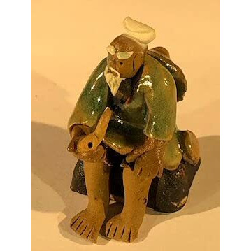 Bonsai Boy e3458 2 in Miniature ceramic Figurine - Man Holding A Pipe