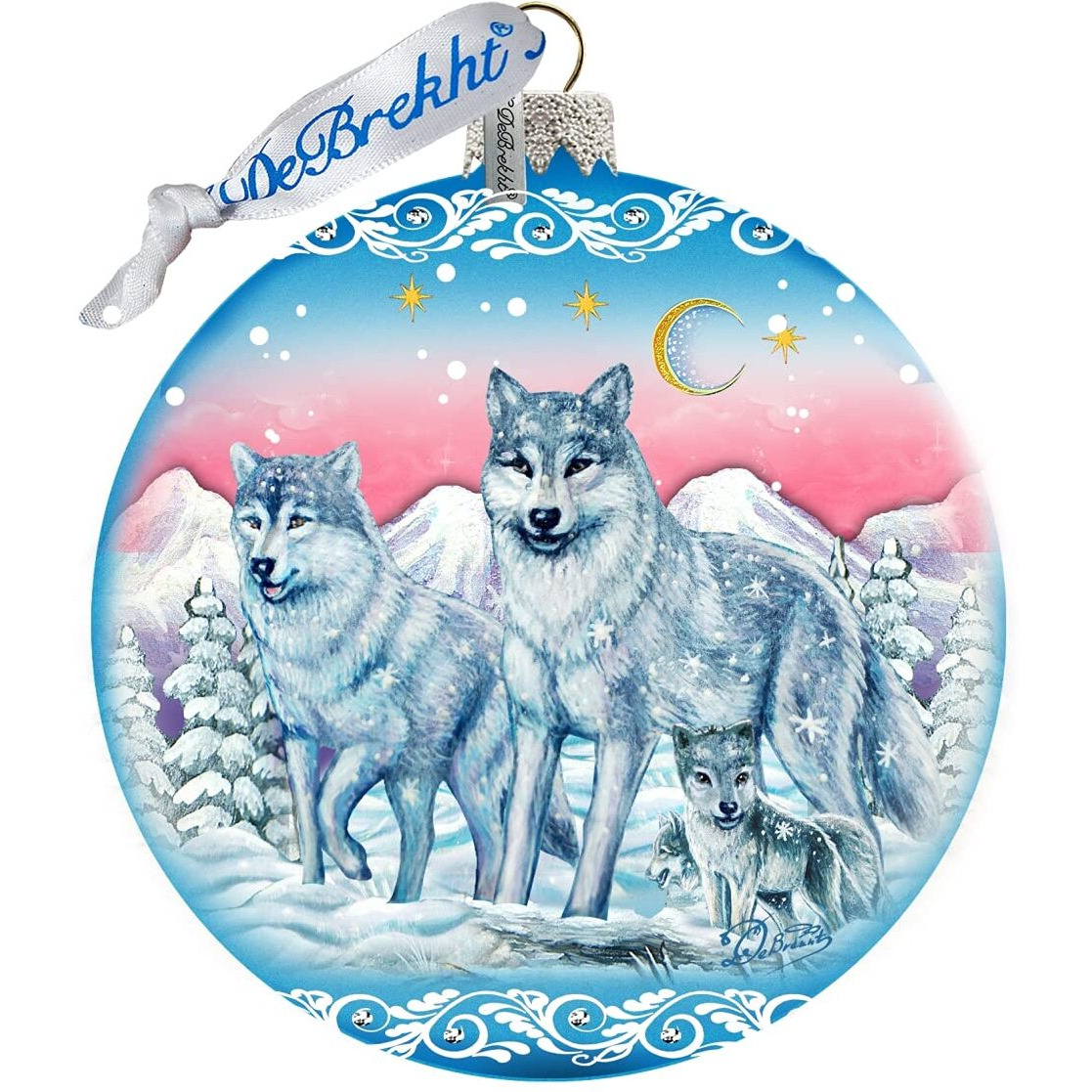gDeBrekht 73880 guardian of Spirituality Wolves  Limited Edition glass Ball