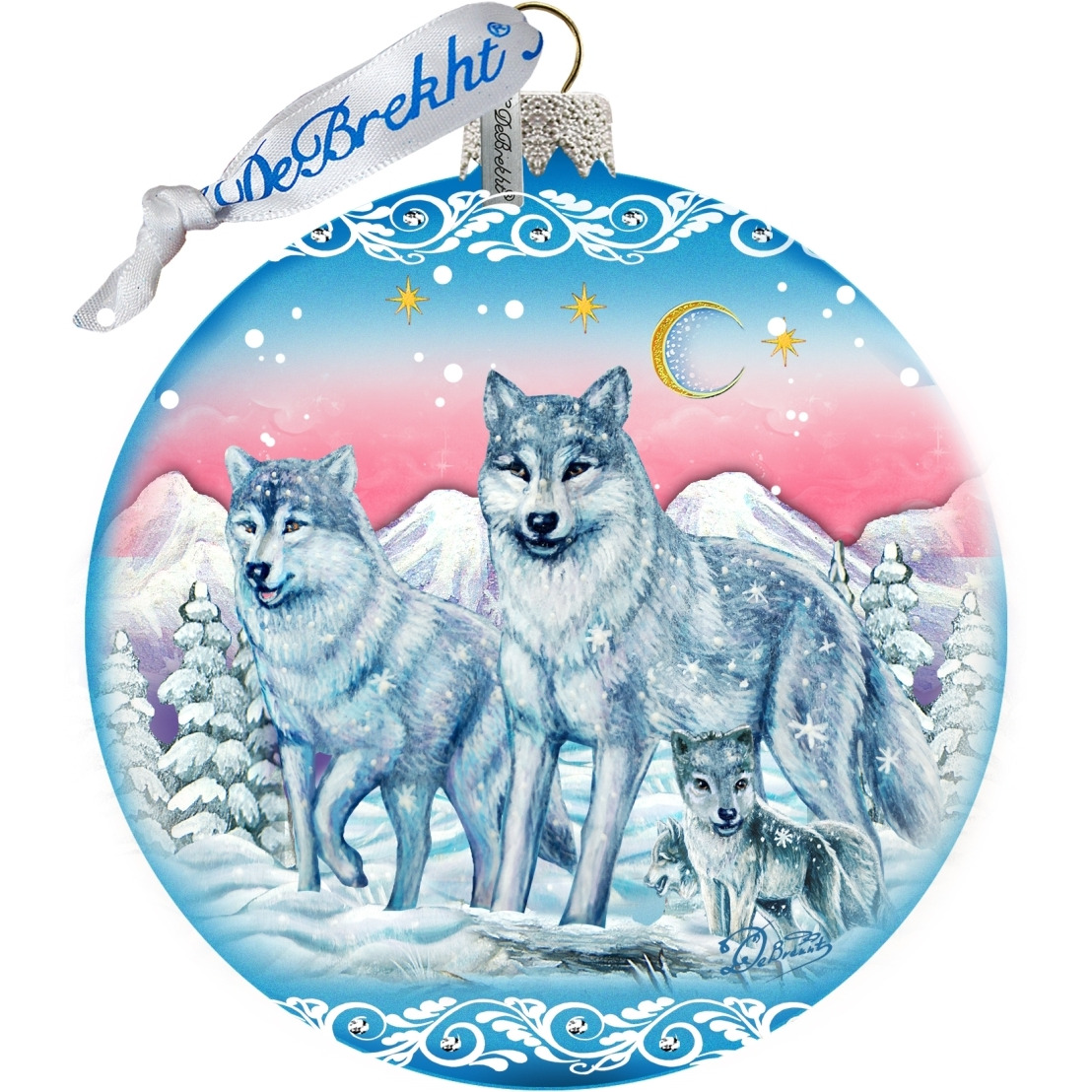 gDeBrekht 73880 guardian of Spirituality Wolves  Limited Edition glass Ball