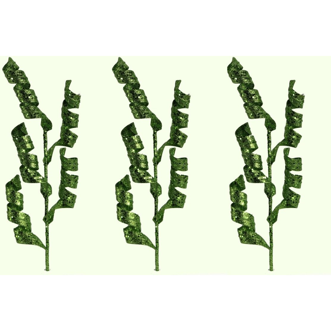 26 in glitter Spiral Spray christmas Decor  green - Set of 3