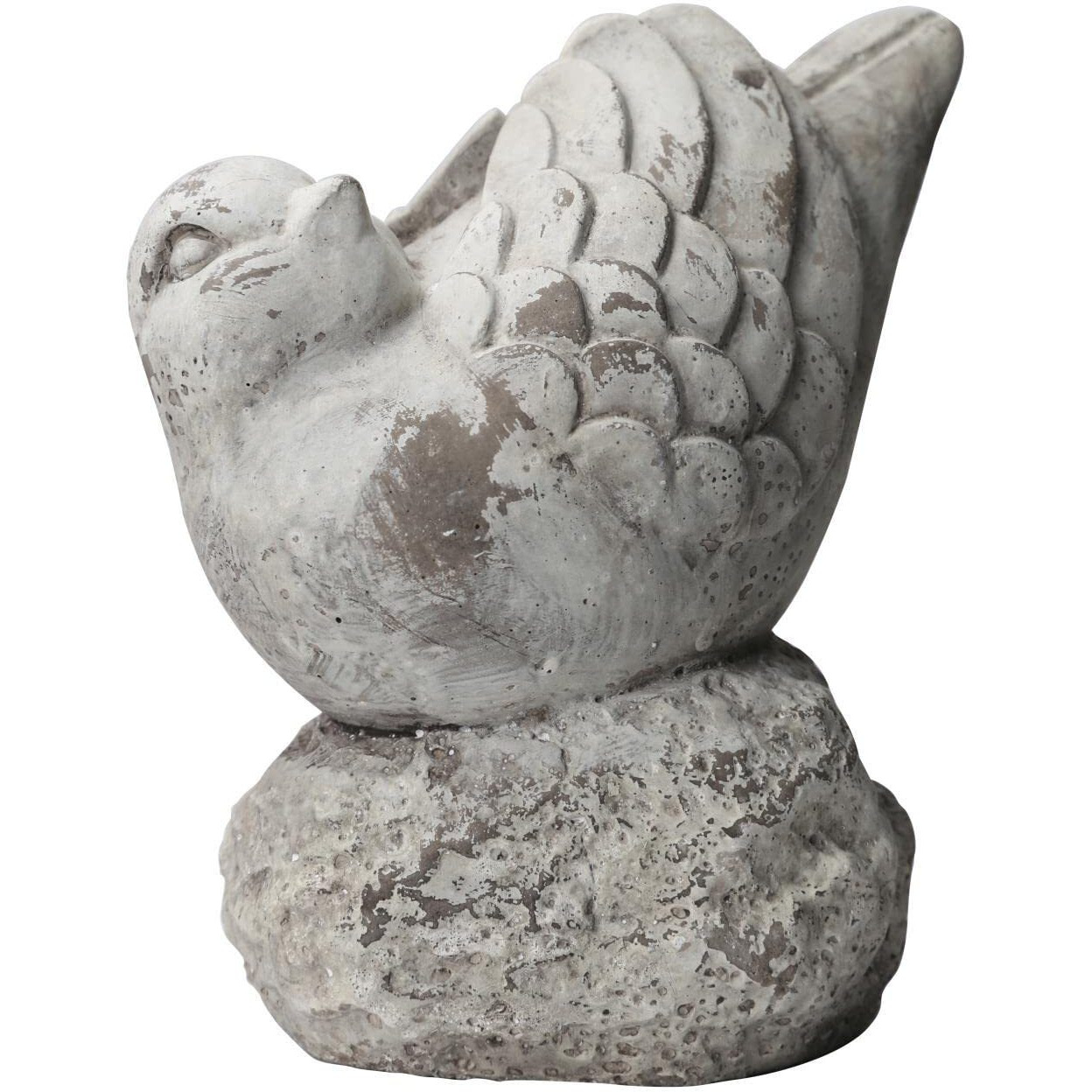Urban Trends collection 41518 cement cardinal Bird Figurine - Looking Upright Position on Rock Hollow Base&44 Distressed gray - Large