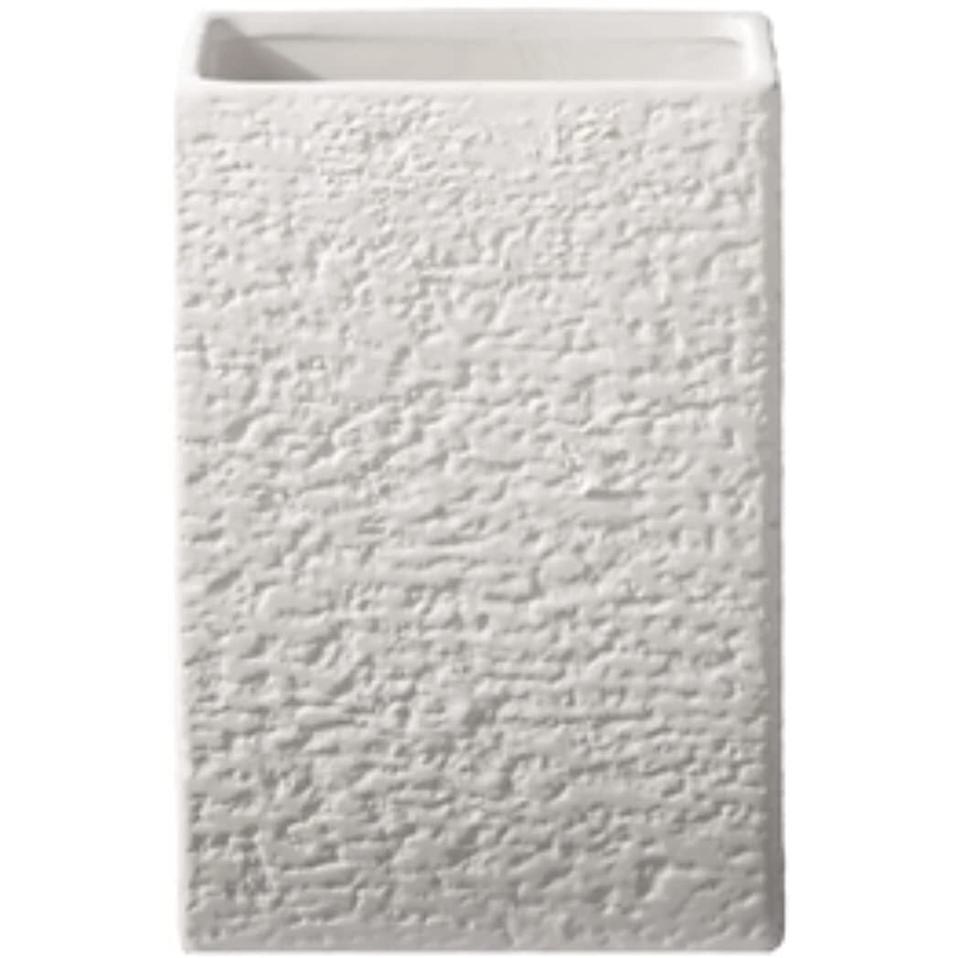 Urban Trends collection 11036 ceramic Rectangle Vase with Ridge Design Body  Matte White - Small