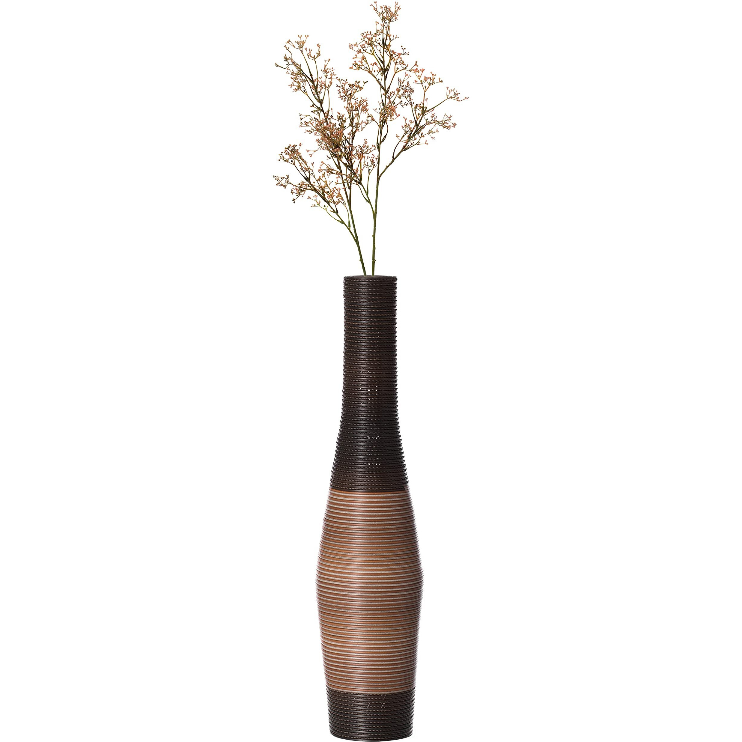 Uniquewise QI004140 41 x 10 x 10 in Decorative Freestanding Antique cylinder Shape Floor Vase  Brown