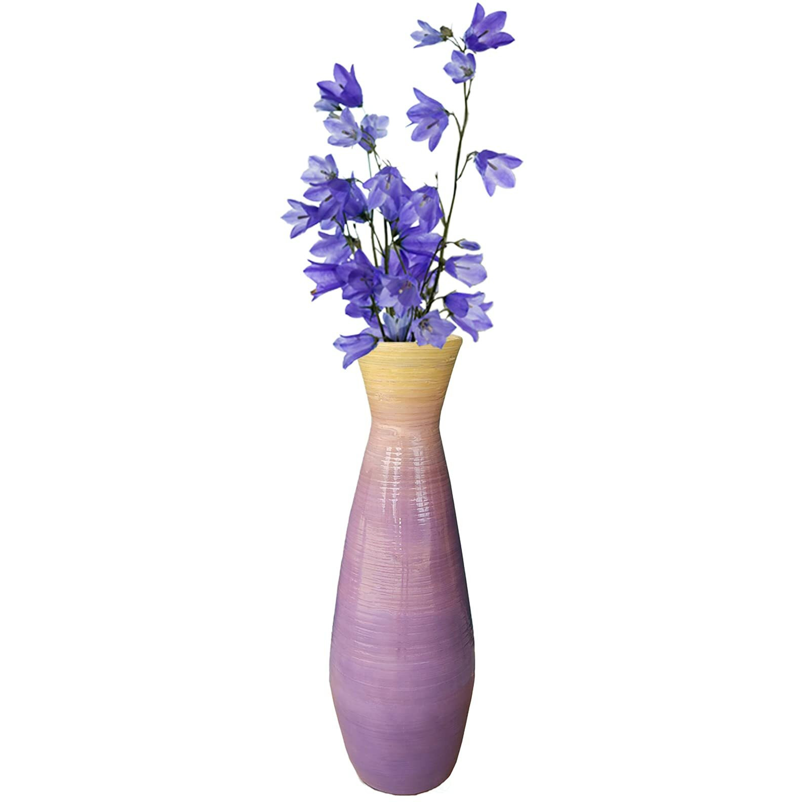 Uniquewise QI003242SPUR 24 x 8 in Dia Bamboo Floor Vase  glossy Purple